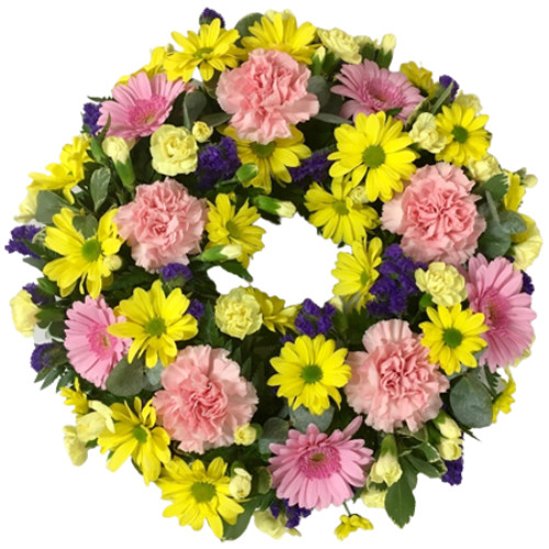 Wreath of Flowers Yellow and Pink